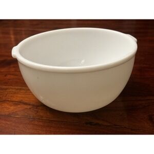 Glassbake White Milk Glass 9" Mixing Bowl w/h Handles Vintage